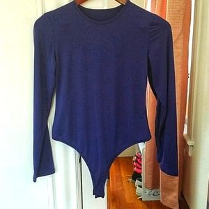 Long sleeve plain body blouse. Blue. Size M